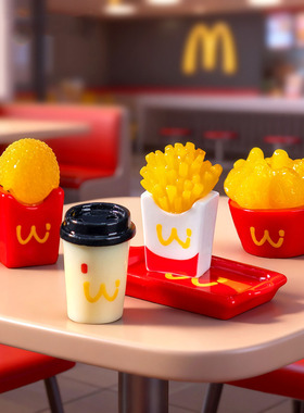 微景观简约现代创意写实炸鸡薯饼仿真食玩 DIY装饰品迷你树脂摆件