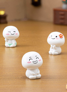 微景观可爱表情团子萌粒公仔 娃娃屋diy装饰品迷你桌面树脂小摆件
