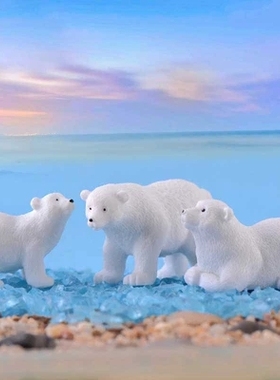 微景观仿真小动物白色树脂工艺品