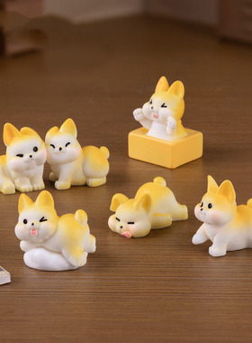微景观创意可爱胖胖小柯基公仔萌粒 娃娃屋diy装饰品迷你树脂摆件