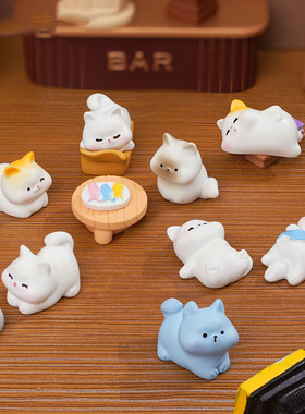 微景观树脂工艺品迷你小猫娃娃屋 DIY装饰品挂配件迷你桌面小摆件