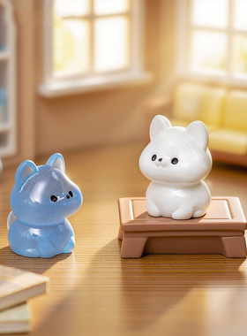 微景观创意可爱夜光乖坐小狗萌粒公仔 DIY装饰品迷你桌面小摆件