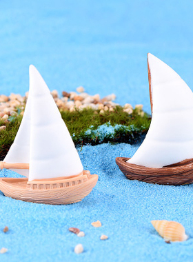 微景观贝壳帆船小摆件树脂工艺品