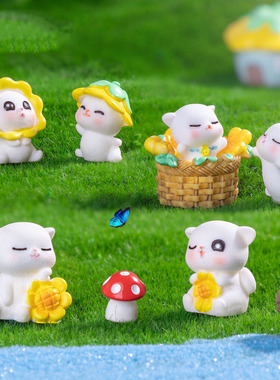 微景观简约创意可爱向日葵小猫园艺造景 DIY装饰品迷你桌面小摆件