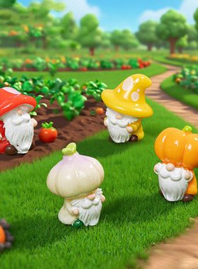 跨境新品微景观创意蔬菜小矮人农场系列 DIY装饰品迷你树脂小摆件