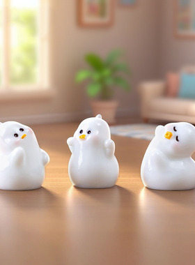 微景观创意可爱搞怪小白鸭公仔娃屋 DIY装饰品迷你车载树脂小摆件