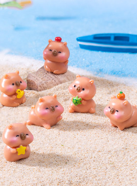 微景观简约创意简单卡皮巴拉公仔 DIY装饰品迷你车载桌面树脂摆件