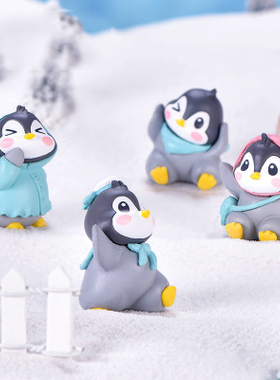 卡通动物趣味企鹅雪景塑料工艺品