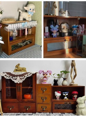 桌面化妆品收纳盒木质抽屉式壁挂