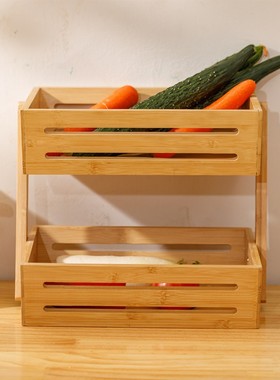 竹制收纳篮双层家用厨房