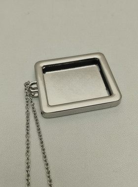 欧美风方形吊坠项链中性款