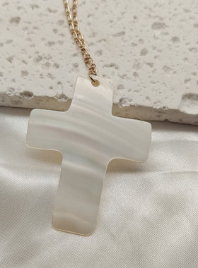 十字架贝壳合金女气质百搭项链