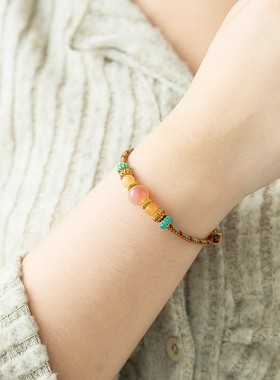 糖心橘玉石玛瑙手链仙女甜美可爱