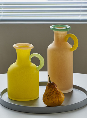 SoftHome多巴胺色系居家软装酒店样板间装饰哑光耳玻璃花