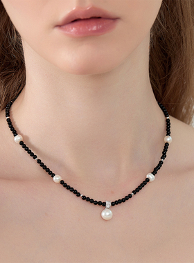 SUM汽泡·黑水晶天然珍珠项链·招财原创设计款礼物新品