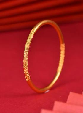 卷草纹手镯实心镀18k金