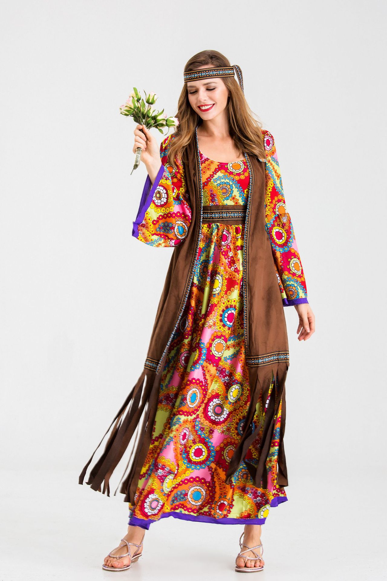 万圣节服装 复古70年代迪斯科嬉皮士演出服hippie costume角色服