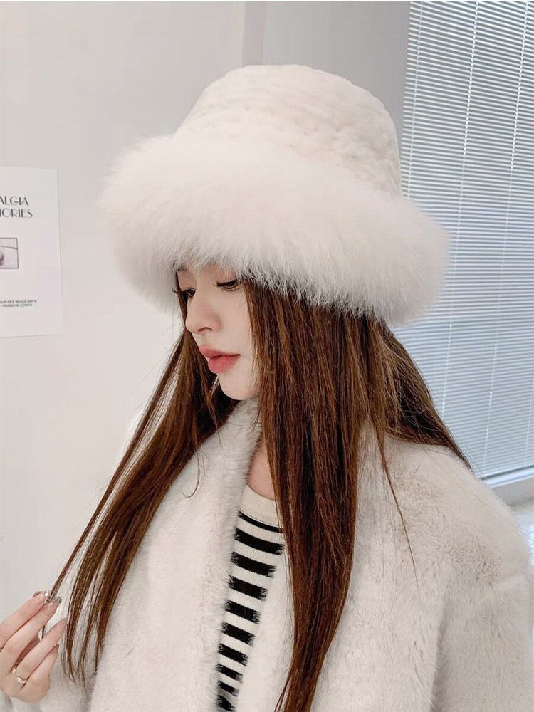 毛绒保暖帽子女冬韩版仿獭兔毛时尚百搭甜美可爱皮草渔夫帽盆帽,淘宝优惠券,粉丝福利购,淘宝优惠卷