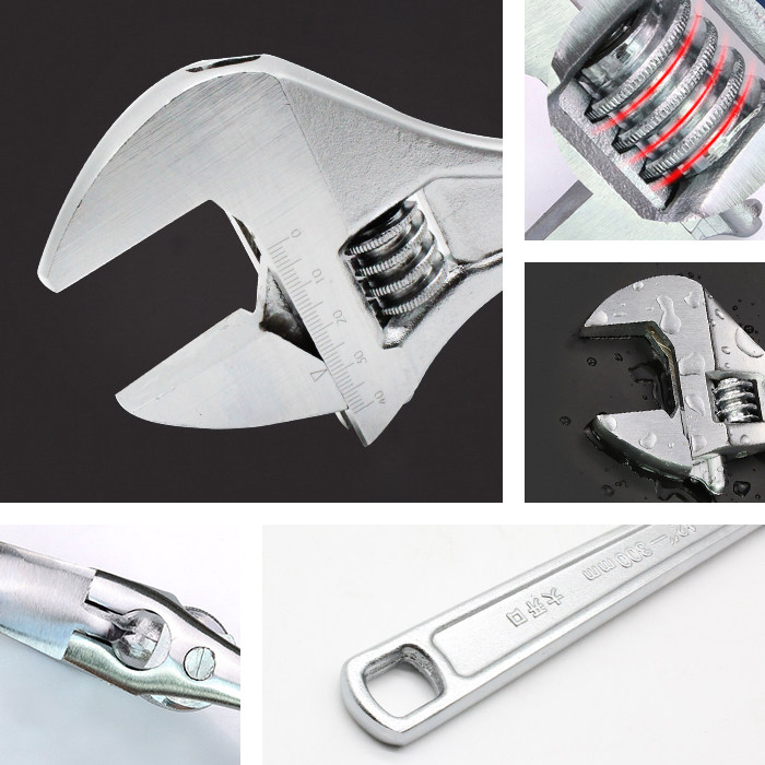 长城精工活动扳手多功能大开口活扳手6寸8寸10寸12寸15寸24寸30寸 - 图1