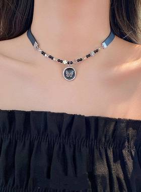 甜酸复古蝴蝶choker抽绳长款项链设计高级感甜酷辣妹锁骨链颈链潮