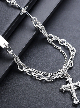 十字架钛钢项链叠戴链吊坠小众设计高级感女嘻哈ins高街男项链