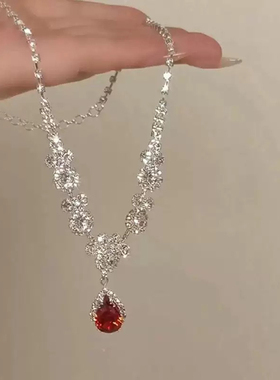 白月光法式轻奢珍珠项链复古甜美公主宫廷风锁骨链礼服镶钻颈链