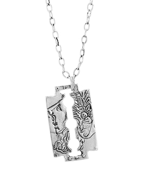 暗黑欧美刀片项链吊坠饰品嘻哈蛇骨短链情侣男女设计小众潮酷