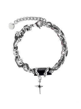 星体缠绕黑钻钛钢手链男女百搭小众设计轻奢高级感情侣手饰潮