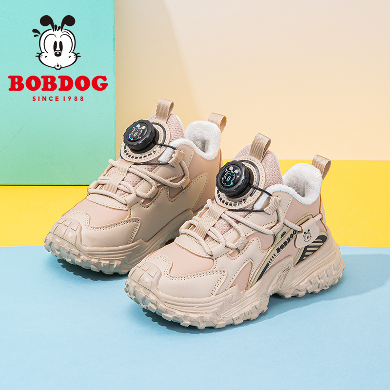 巴布豆童鞋男童鞋秋冬款2025新加绒二棉鞋儿童冬鞋男孩男宝运动鞋 - 图0