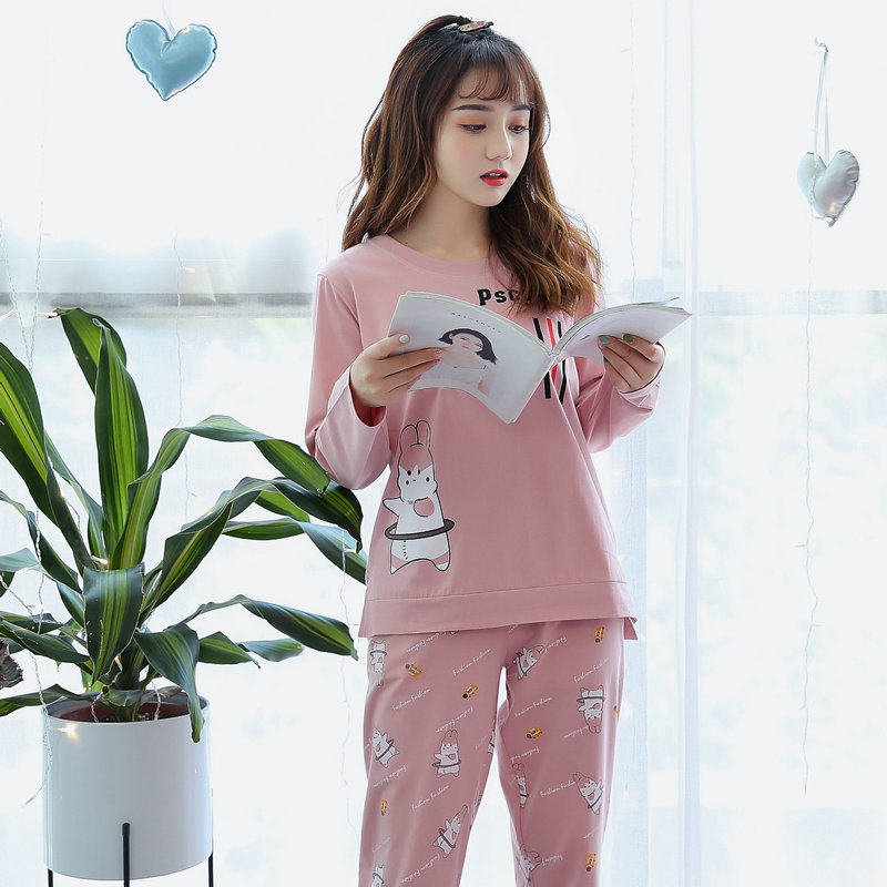 女春秋冬季纯棉长袖夏学生可爱睡衣 熙草睡衣/家居服套装