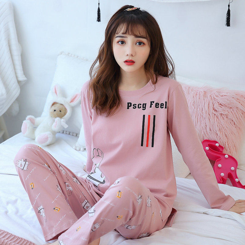 女春秋冬季纯棉长袖夏学生可爱睡衣 熙草睡衣/家居服套装