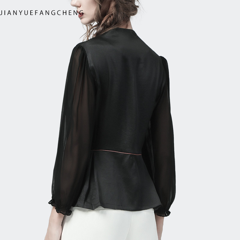 欧洲站雪纺女早春2022新款洋气衬衫 简约方程女装衬衫