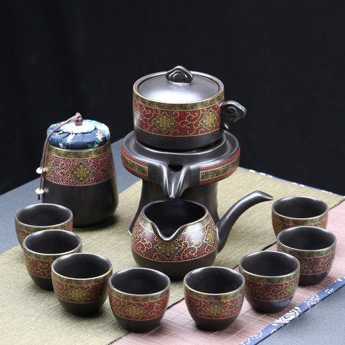 懒人茶具套装家用喝茶防烫泡茶壶陶瓷功夫茶杯石磨半自动冲茶神器 - 图2
