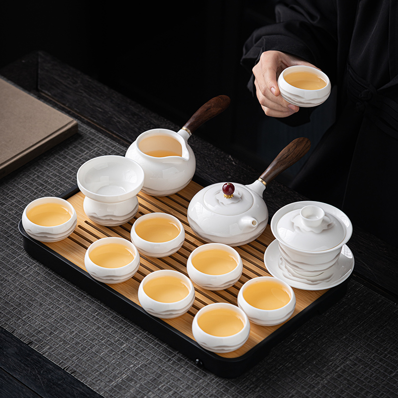 德化羊脂白瓷茶具套装功夫茶具整套茶具茶道全套家用泡茶单壶冲茶-图0