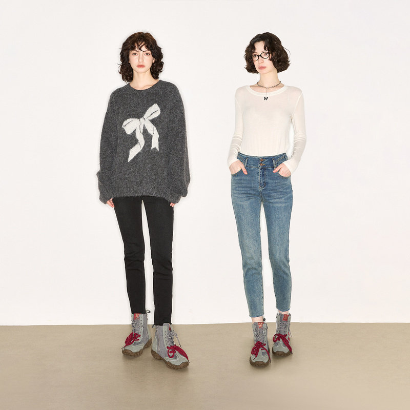 Jamor加墨时尚高腰牛仔裤2025冬新款磨破做旧小脚裤显瘦抓绒女,淘宝优惠券,粉丝福利购,淘宝优惠卷