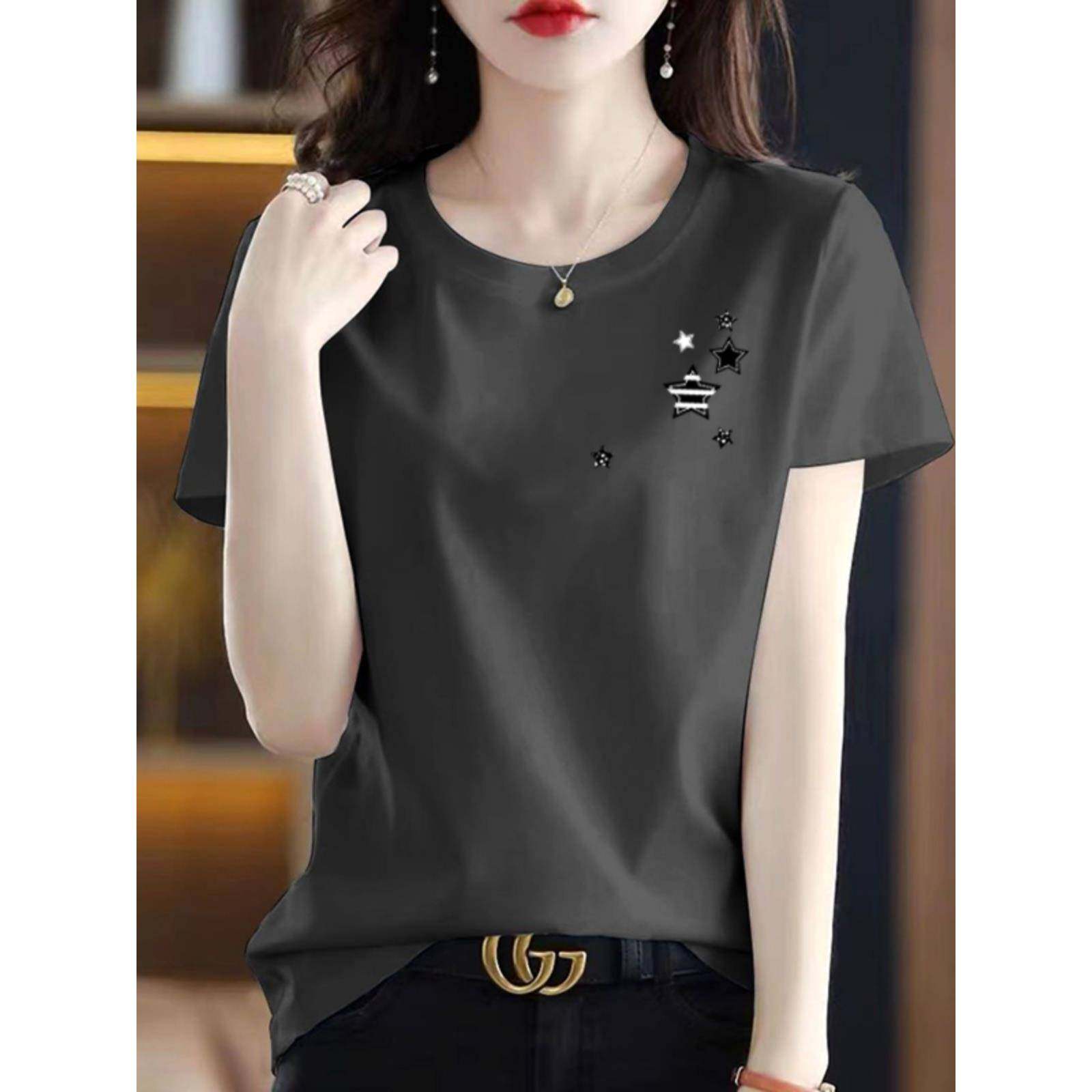 白色女士t恤短袖2024夏天薄款姐妹装通勤百搭小个子洋气T恤女装潮