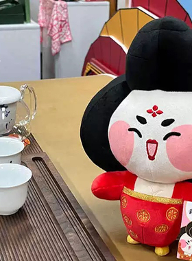 西安文创纪念陕西博物Q版卡通唐仕女唐妞毛绒摆件公仔伴手礼55