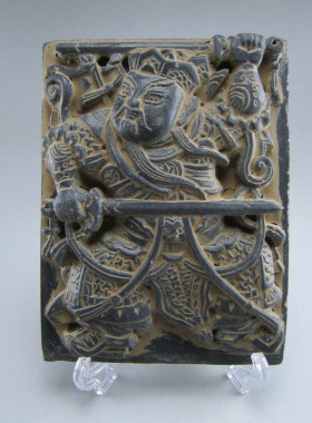 中式金砖青砖秦砖汉瓦当宣纸拓片尉迟敬德秦叔宝年画门神砖雕摆件