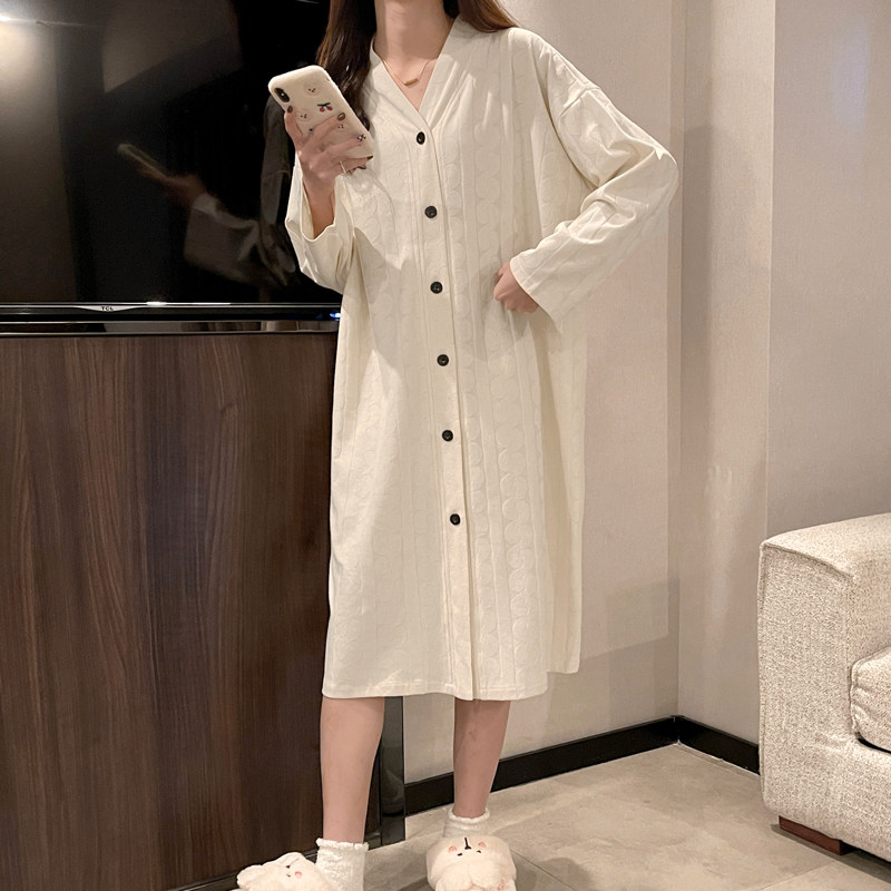 春秋长袖睡裙甜美可爱宽松纯棉睡衣 玛宝娜睡裙