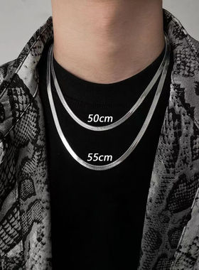 纯银白金刀片霸气风项链定制刻字
