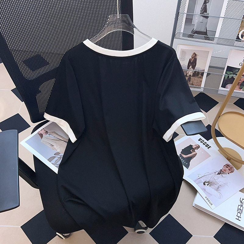 七月原创大码女装~净面撞色加肥加大宽松大版纯色短袖T恤女300斤,淘宝优惠券,粉丝福利购,淘宝优惠卷