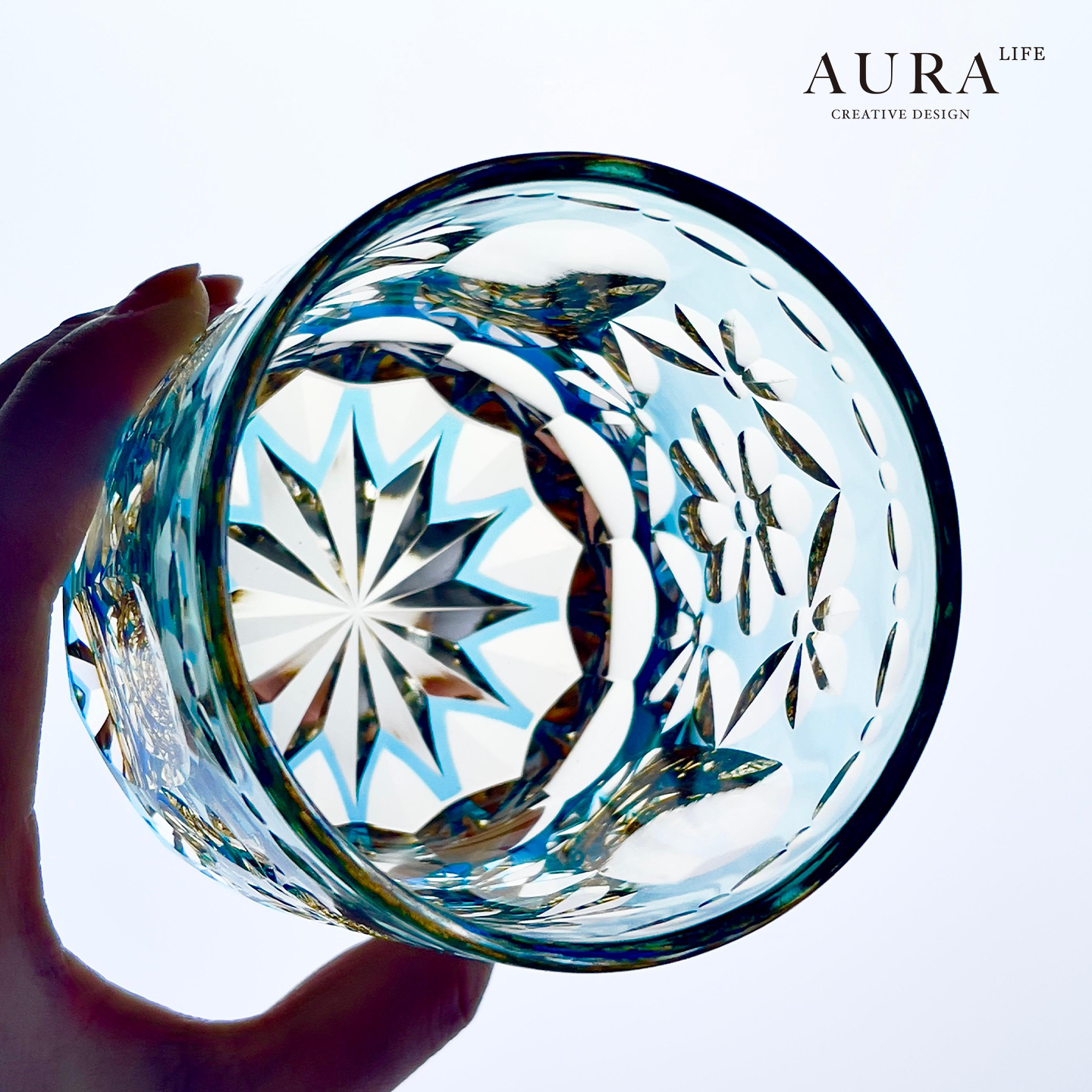 AURA'S江户切子限量高端轻奢手雕水晶玻璃杯威士忌酒杯洋酒杯送礼 - 图3