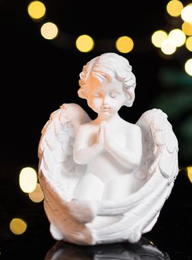 新款可爱复古小天使烛台摆件欧式家居客厅桌面玄关蜡烛杯装饰摆设