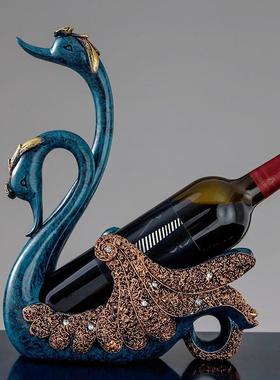 欧式创意天鹅红酒架美式家居装饰品客厅酒柜电视柜摆件简约现代