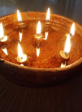 七星灯`罗经盏粗瓷煤油灯