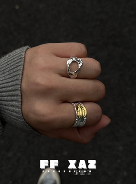 FF假朋友男女纯银不规则戒指
