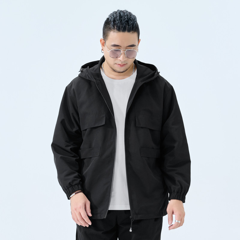 半墨大码男装户外冲锋衣式夹克男秋季新款宽松防风防水连帽外套男,淘宝优惠券,粉丝福利购,淘宝优惠卷