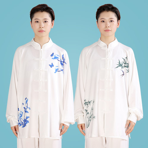武士龙太极服女式中短袖武术服秋季太极拳练功服套装团体表演服 - 图1