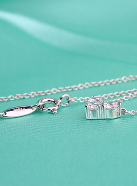 心形纯银短款钻石吊坠刻字礼物