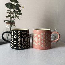 Sun-style inwind ceramic cups with cover spoons retro hand painted lovers home macarons water cups Dont sample mark glasses